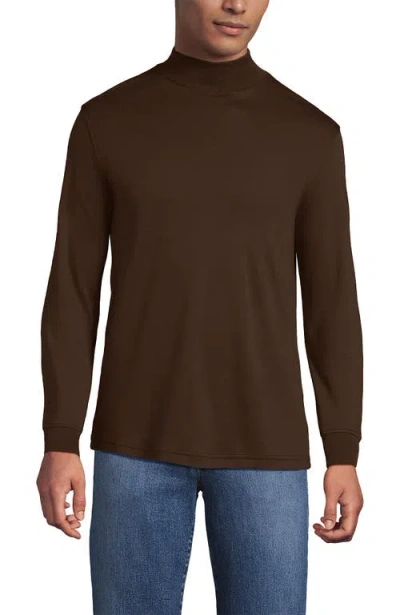 Lands' End Cotton Supima Mock Turtleneck In Brown