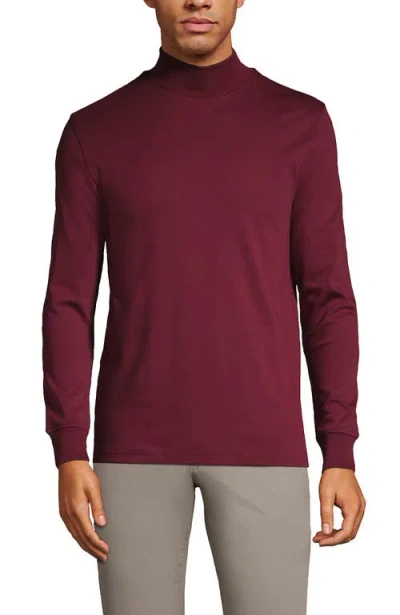 Lands' End Cotton Supima Mock Turtleneck In Burgundy