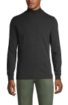 Lands' End Cotton Supima Mock Turtleneck In Dark Charcoal Heather
