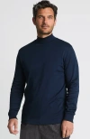 Lands' End Cotton Supima Mock Turtleneck In Radiant Navy