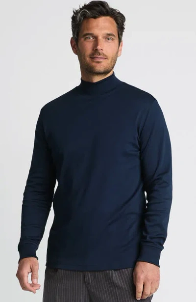 Lands' End Cotton Supima Mock Turtleneck In Radiant Navy