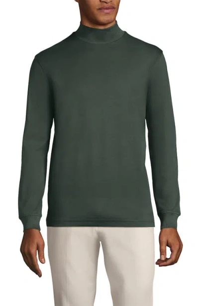 Lands' End Cotton Supima Mock Turtleneck In Spruce