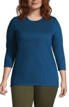 Lands' End Plus Size 3/4 Sleeve Cotton Supima Tunic In Blue