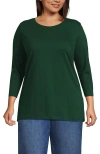 Lands' End Plus Size 3/4 Sleeve Cotton Supima Tunic In Green