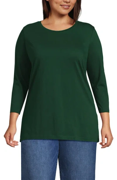 Lands' End Plus Size 3/4 Sleeve Cotton Supima Tunic In Green