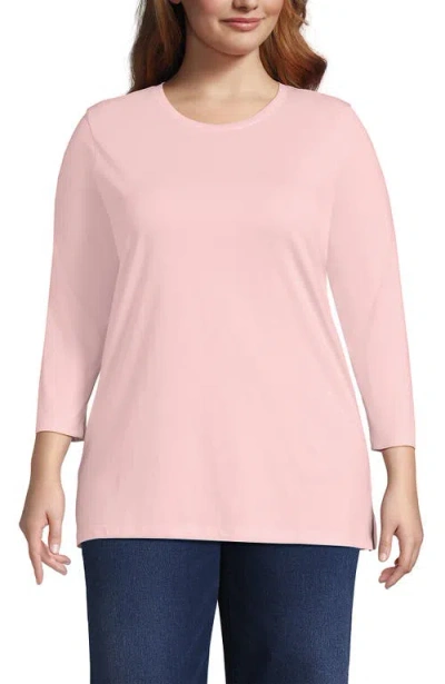 Lands' End 3/4 Sleeve Cotton Supima Tunic In Pink