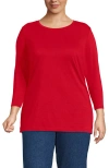 Lands' End Plus Size 3/4 Sleeve Cotton Supima Tunic In Red