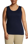Lands' End Cotton Tank Top In Blue