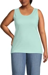 Lands' End Cotton Tank Top In Blue