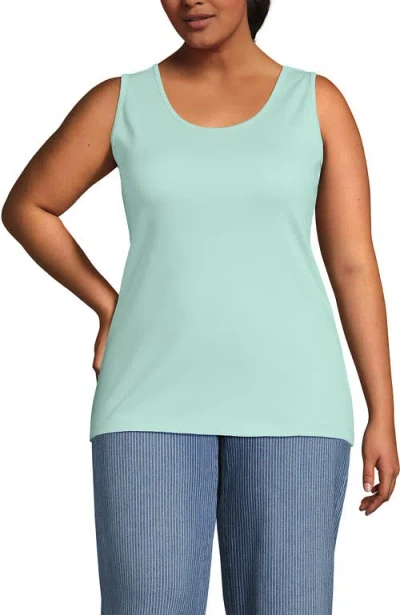 Lands' End Cotton Tank Top In Blue