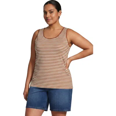 Lands' End Cotton Tank Top In Brown