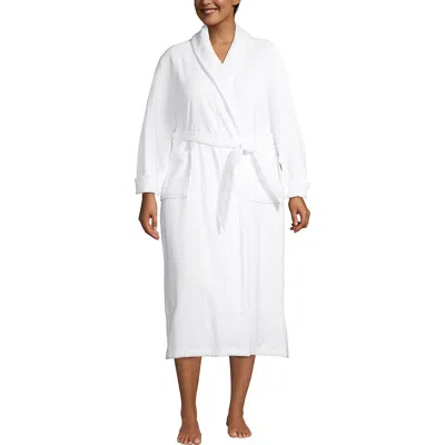 Lands' End Plus Size Cotton Terry Long Spa Bath Robe In White