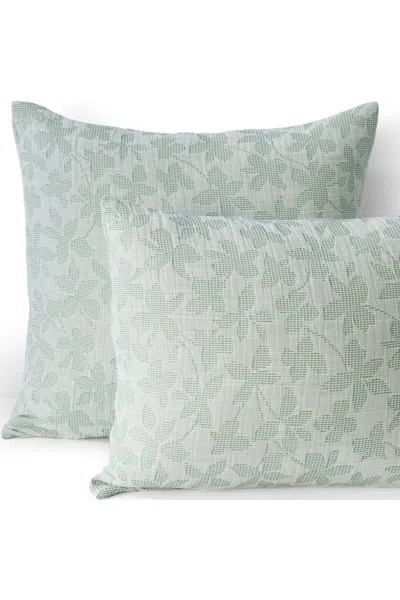 Lands' End Cotton Textured Two Toned Bed Pillow Sham In Green