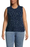 LANDS' END LANDS' END COTTON TWEED TEXTURED CREWNECK VEST SWEATER