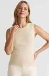 LANDS' END LANDS' END COTTON VISCOSE BRAIDED NECK TANK SWEATER