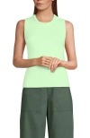 Lands' End Cotton Viscose Braided Neck Tank Sweater In Green