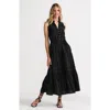 Lands' End Cotton Voile Halter Tiered Maxi Dress In Black