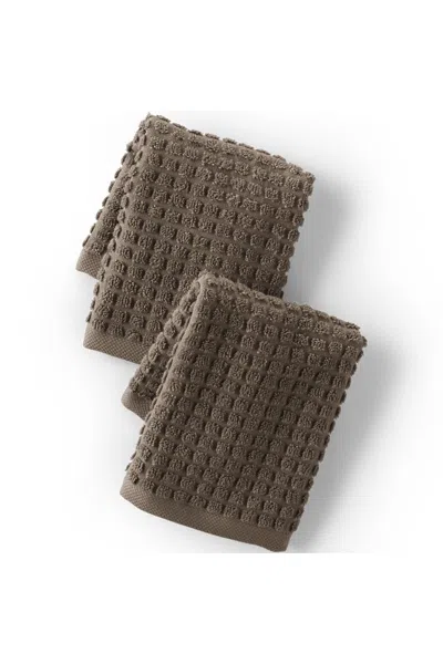 Lands' End Cotton Waffle Washcloth 2-piece Set In Brown