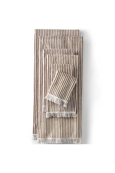 Lands' End Cotton Yarn-dyed Stripe 6-piece Bath Towel Set In Brown