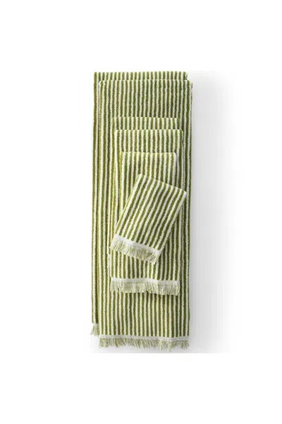 Lands' End Cotton Yarn-dyed Stripe 6-piece Bath Towel Set In Green