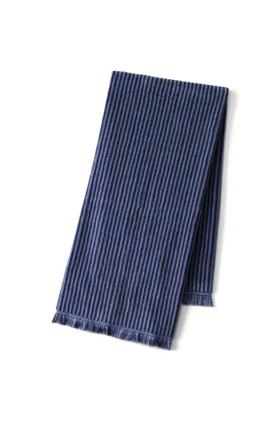 Lands' End Cotton Yarn-dyed Stripe Bath Towel In Blue