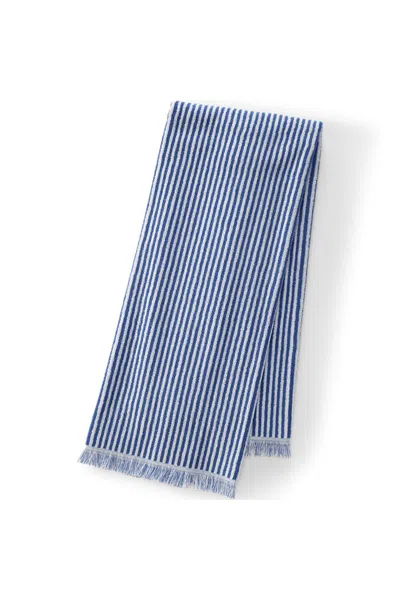 Lands' End Cotton Yarn-dyed Stripe Bath Towel In Blue