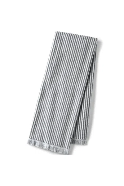 Lands' End Cotton Yarn-dyed Stripe Bath Towel In Gray