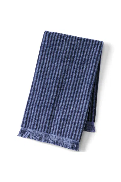 Lands' End Cotton Yarn-dyed Stripe Hand Towel In Blue