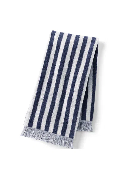 Lands' End Cotton Yarn-dyed Stripe Hand Towel In Blue