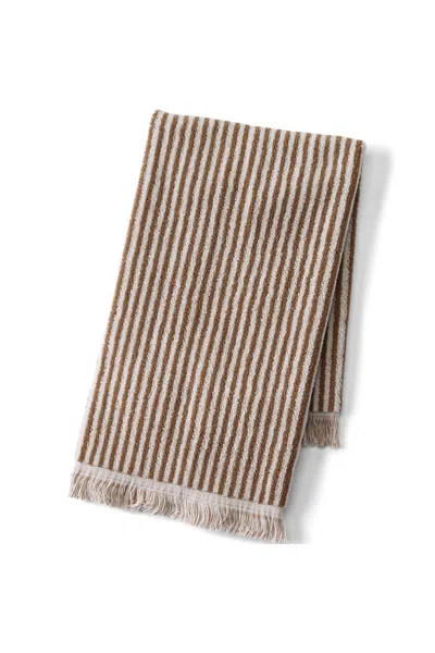 Lands' End Cotton Yarn-dyed Stripe Hand Towel In Brown