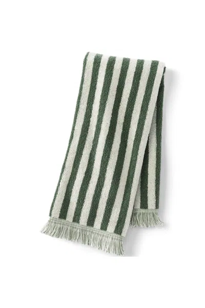 Lands' End Cotton Yarn-dyed Stripe Hand Towel In Green