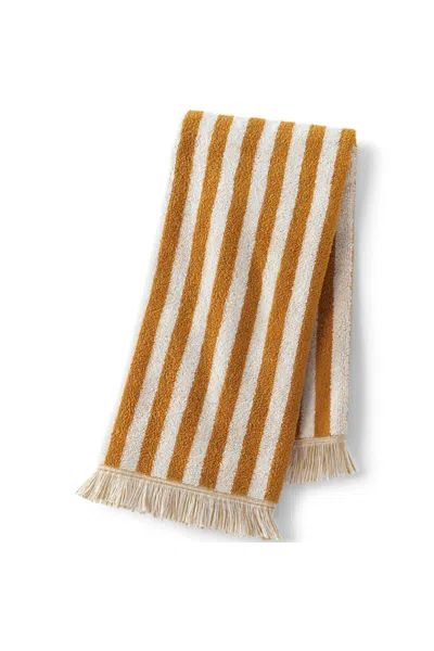 Lands' End Cotton Yarn-dyed Stripe Hand Towel In Orange
