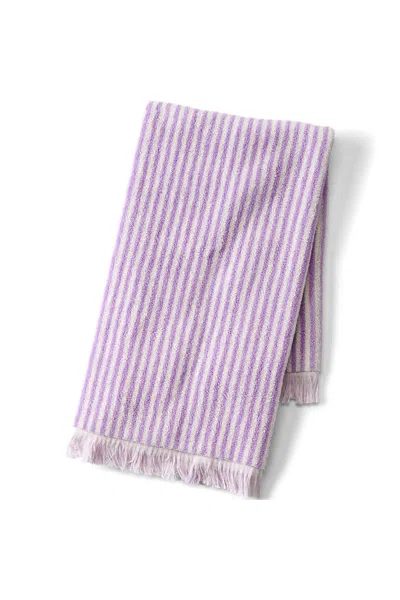 Lands' End Cotton Yarn-dyed Stripe Hand Towel In Purple