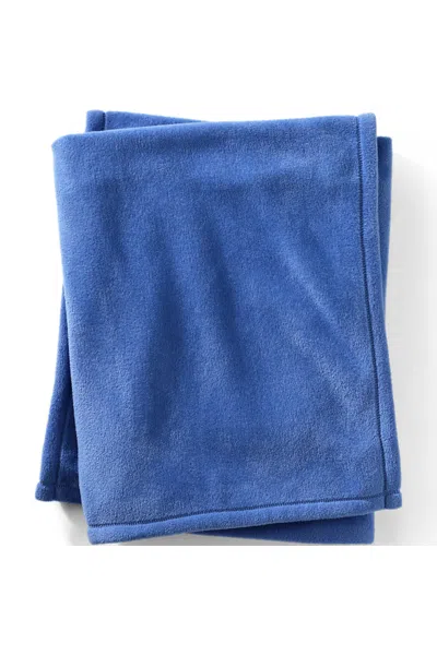 Lands' End Cozy Anyweather Fleece Throw Blanket In Blue