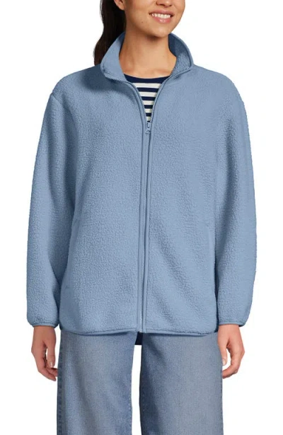 Lands' End Cozy High Pile Full Zip Fleece Jacket In Blue