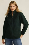 Lands' End Cozy High Pile Full Zip Fleece Jacket In Green
