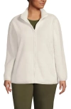 Lands' End Cozy High Pile Full Zip Fleece Jacket In Neutral