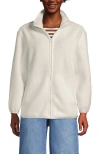 Lands' End Cozy High Pile Full Zip Fleece Jacket In White