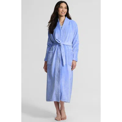 Lands' End Cozy Plush Long Wrap Robe In Blue