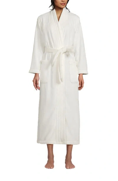 Lands' End Cozy Plush Long Wrap Robe In Ivory