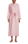 Lands' End Cozy Plush Long Wrap Robe In Soft Tea Rose