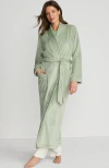 Lands' End Cozy Plush Long Wrap Robe In Washed Sage