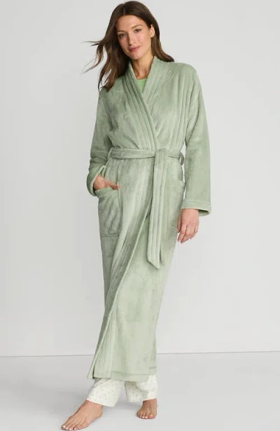 Lands' End Cozy Plush Long Wrap Robe In Washed Sage