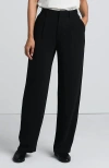 Lands' End Crepe High Rise Pleated Wide Leg Pants In Black