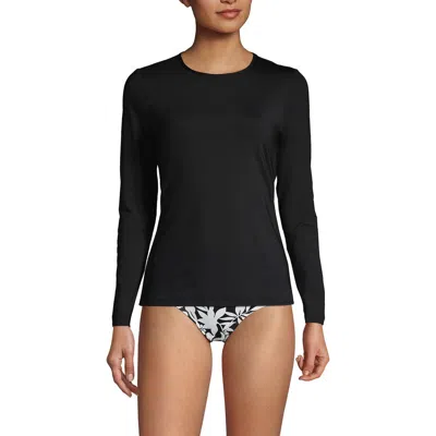 Lands' End Long Sleeve Relaxed Upf 50 Rash Guard In Black