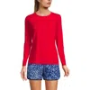 Lands' End Crew Neck Long Sleeve Rash Guard Upf 50 Sun Protection Swim Tee In Strawberry