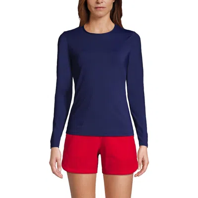 Lands' End Long Sleeve Relaxed Upf 50 Rash Guard In Deep Sea Navy