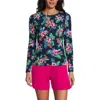 Lands' End Long Sleeve Relaxed Upf 50 Rash Guard In Deep Sea Navy Rosella Floral