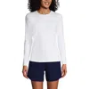 Lands' End Crew Neck Long Sleeve Rash Guard Upf 50 Sun Protection Swim Tee In White