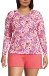 Lands' End Long Sleeve Relaxed Upf 50 Rash Guard In Wood Lily Multi Floral Paisley